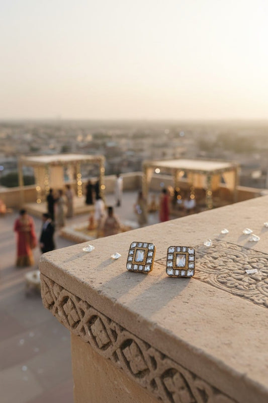Square Kundan Stud