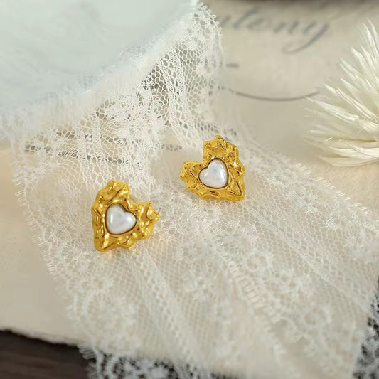 Vintage Heart Stud Earrings