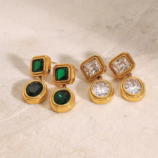 Emerald Cascade Double Drop Earrings