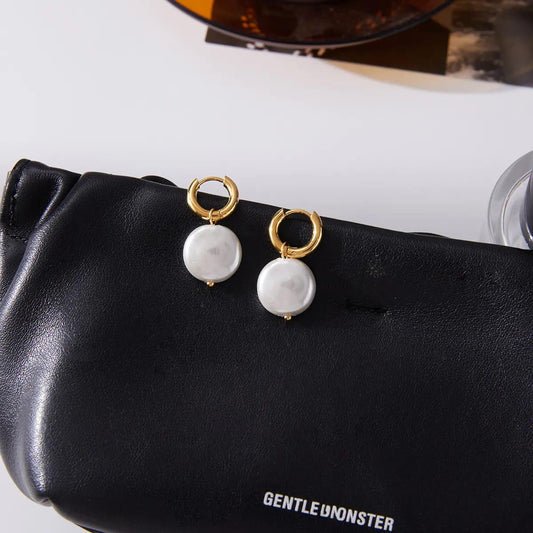 Pearl Drop Hoop Earrings