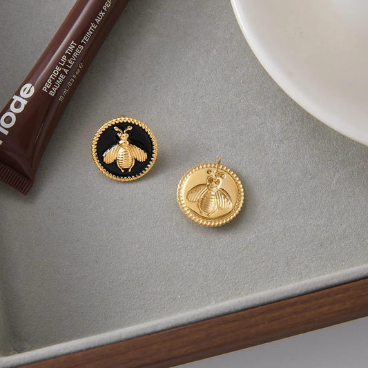 Noir & Gold Bee Studs