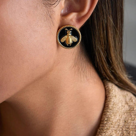 Noir & Gold Bee Studs