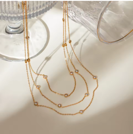 CZ Stone Studded Layered Necklace