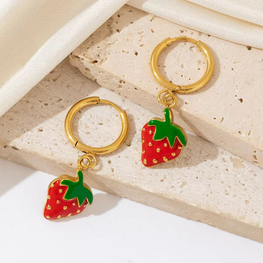 Strawberry Hoop Earrings