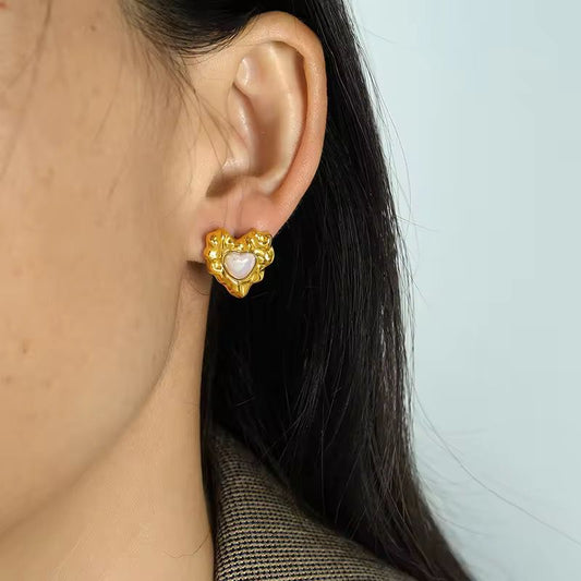 Vintage Heart Stud Earrings