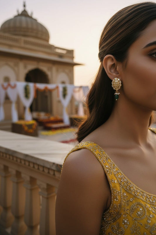 Kundan Floral Drop Earrings